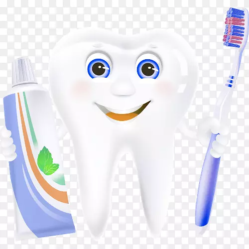 人类牙齿卡通刷牙.保护牙齿和牙齿的卡通
