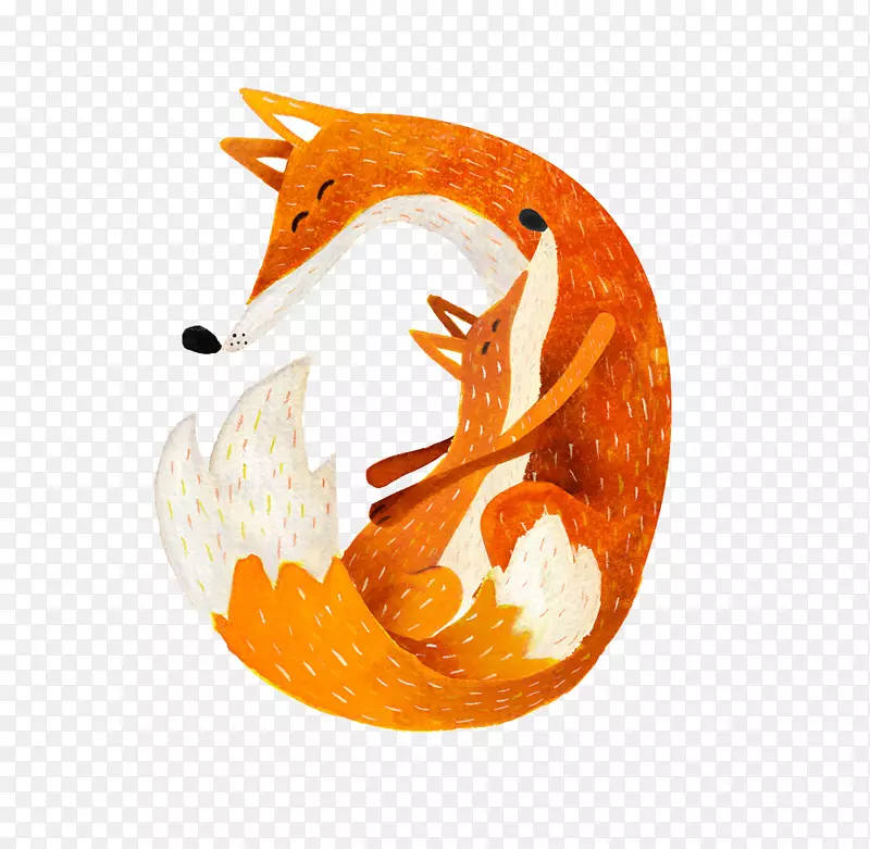 兔熊插画艺术插画作品-狐狸妈妈和小狐狸