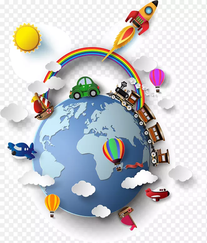 地球插图-全球创意彩虹
