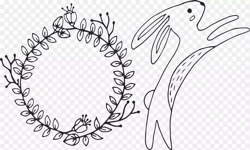 兔子插图-花环兔