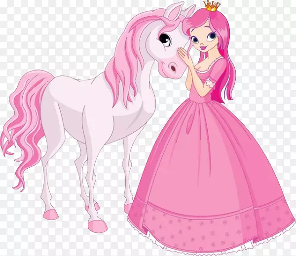 童话海报版画插图-公主与马
