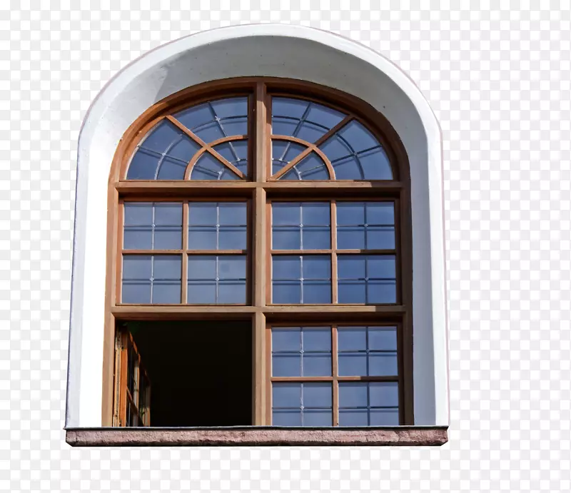 窗盲木拱门建筑-复古窗