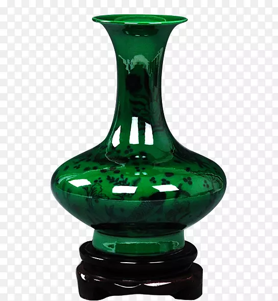景德镇花瓶蓝白陶翠绿釉景德镇陶瓷花瓶装饰