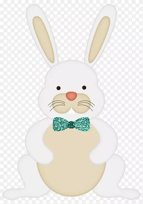复活节兔子绿蝴蝶结兔
