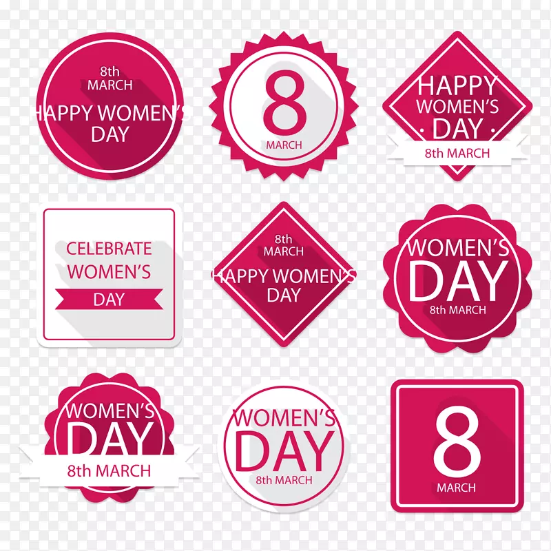 国际妇女节妇女载体-玫瑰红色妇女日标签材料