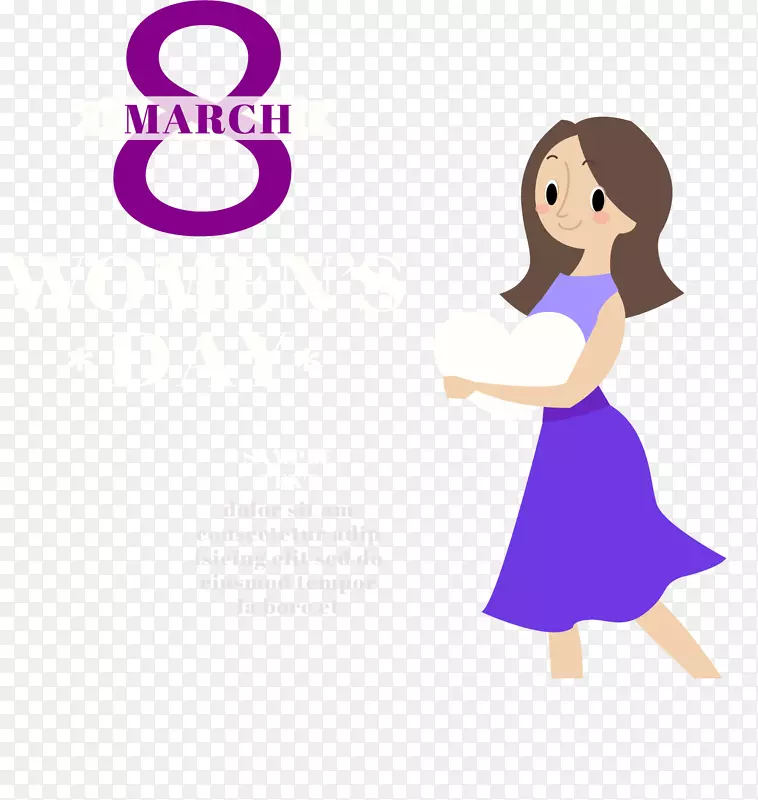 女性插图-紫色裙子女性