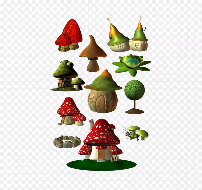蘑菇坯插画-创意圣诞
