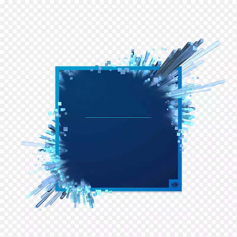 Adobe创意云摄影图像编辑软件-蓝色三维效果的自由创意爆炸形状