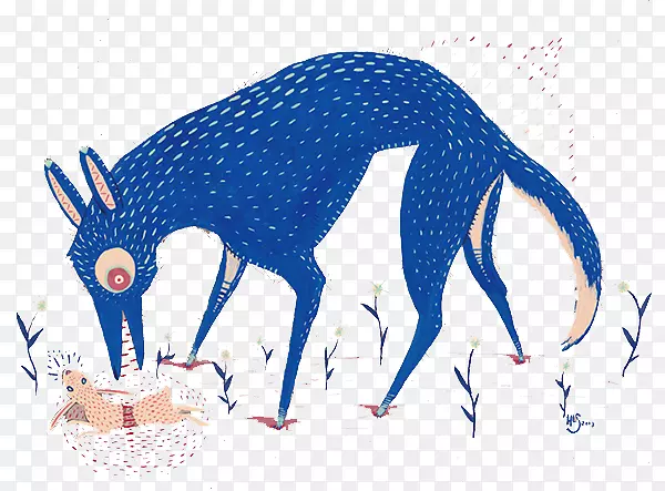 灰狼非洲野狗插图-绘狼母图案