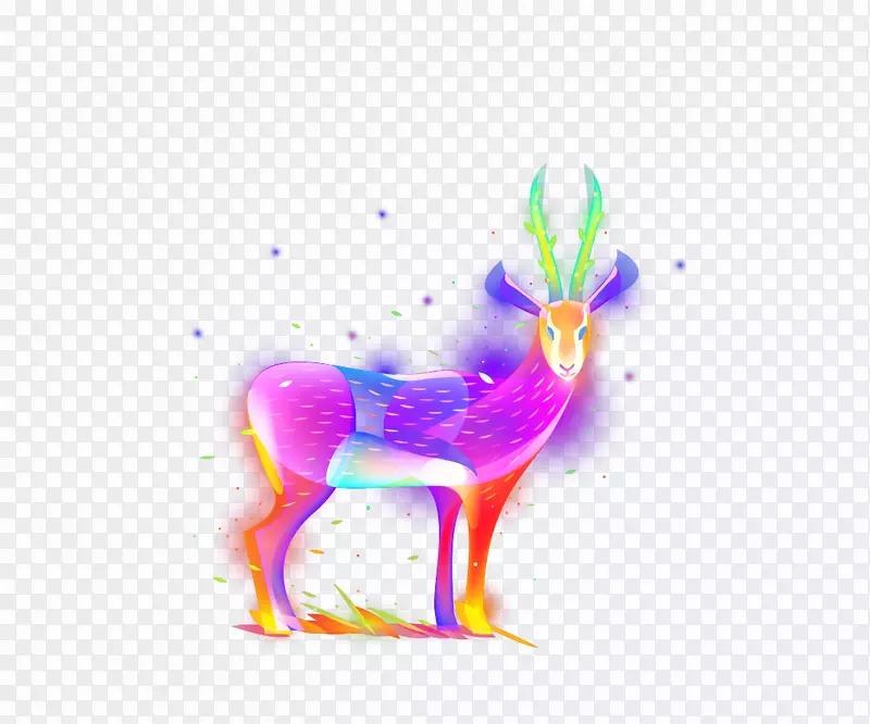驯鹿鹿角图案图-彩色梦麋鹿