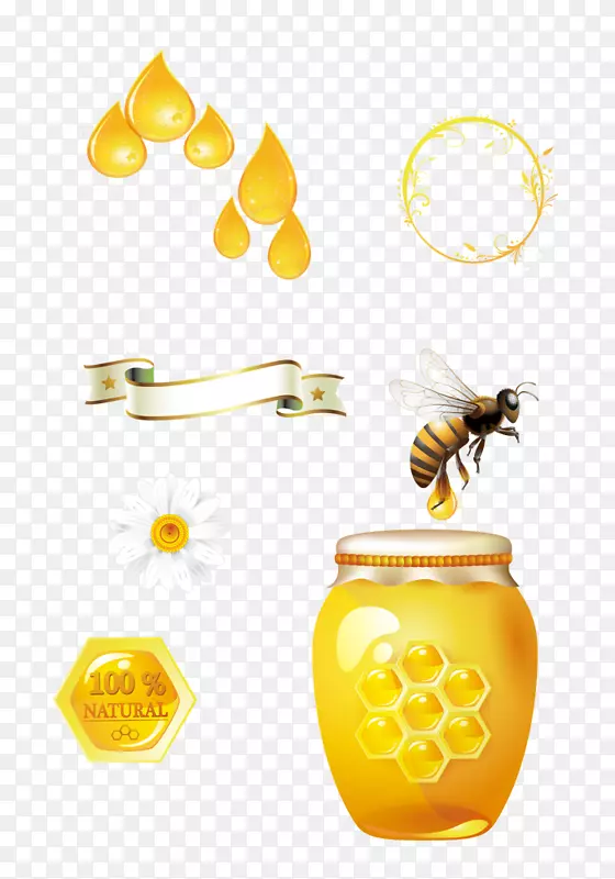 蜜蜂蜂巢-黄色蜜罐