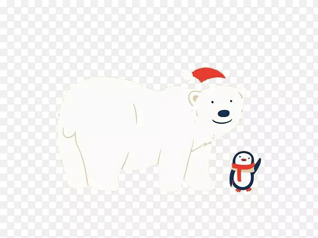 熊标志插图-红色帽子北极熊和企鹅