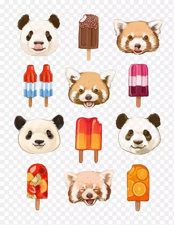 大熊猫冰球熊红熊猫插图-熊猫印刷