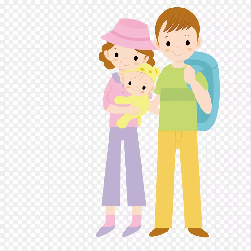 儿童父母卡通婴儿-抱着孩子的父母