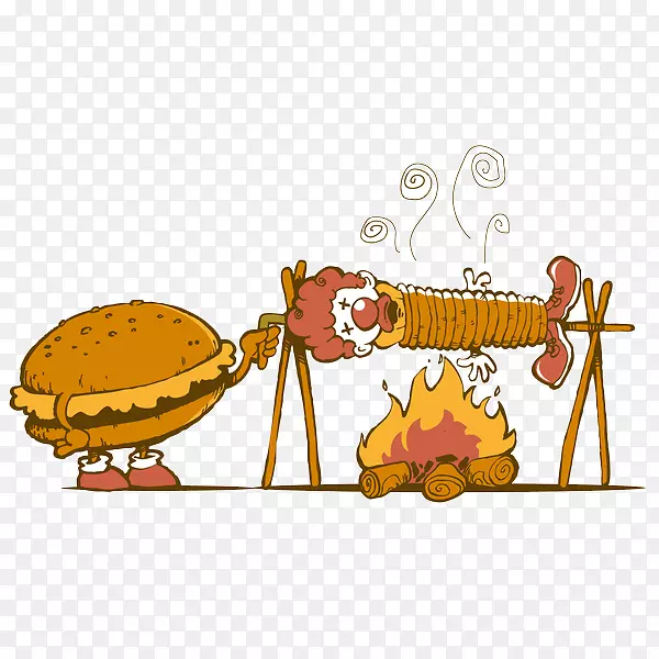 汉堡包，炸薯条，炸鸡，麦当劳插图-汉堡麦当劳插画