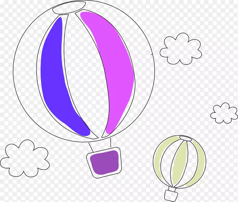 气球紫色剪贴画.紫色卡通热气球装饰图案