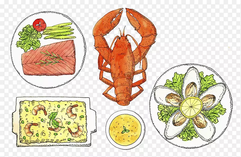 海鲜自助餐-龙虾餐素描
