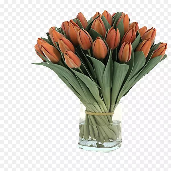 郁金香花束设计花瓶橙色花束