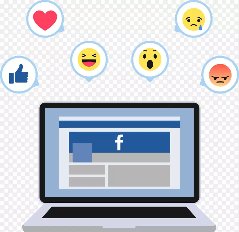 社交媒体facebook f8社交网络广告如按钮手绘笔记本电脑