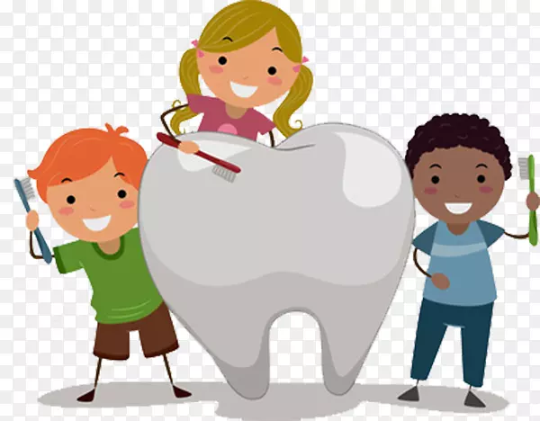 儿童牙科儿童蛀牙-牙齿和卡通儿童