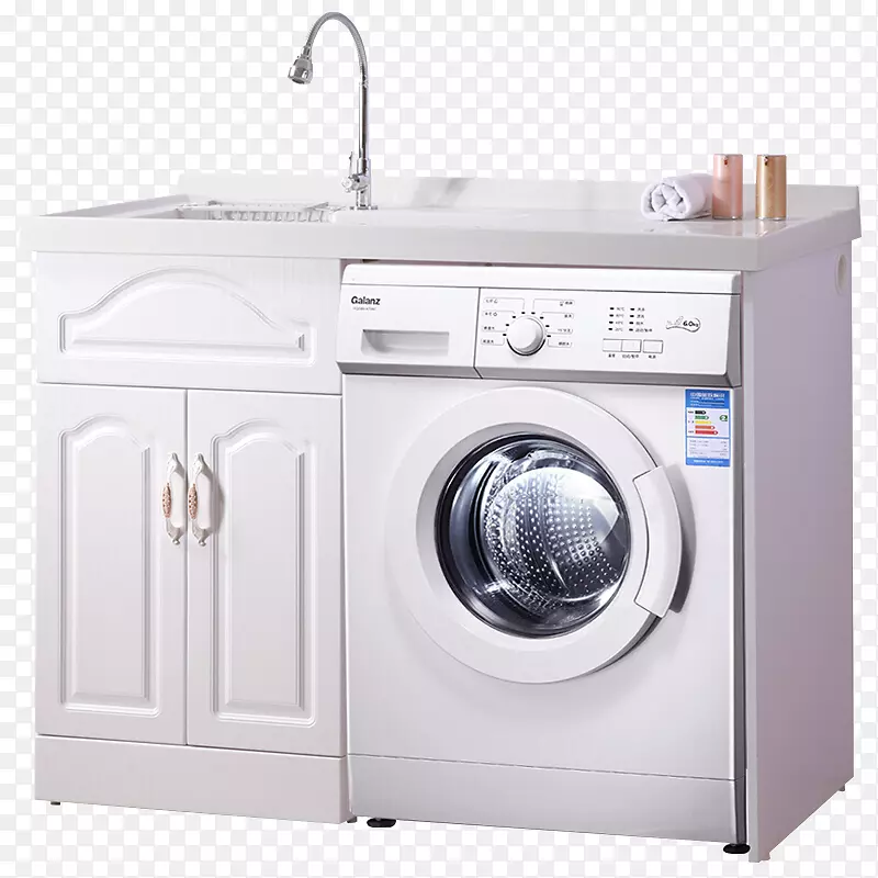 洗衣机橱柜Galanz家具家用电器白色洗衣柜和洗衣机
