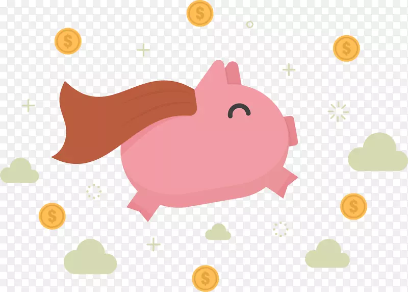 猪银行钱夹艺术-粉红超人猪