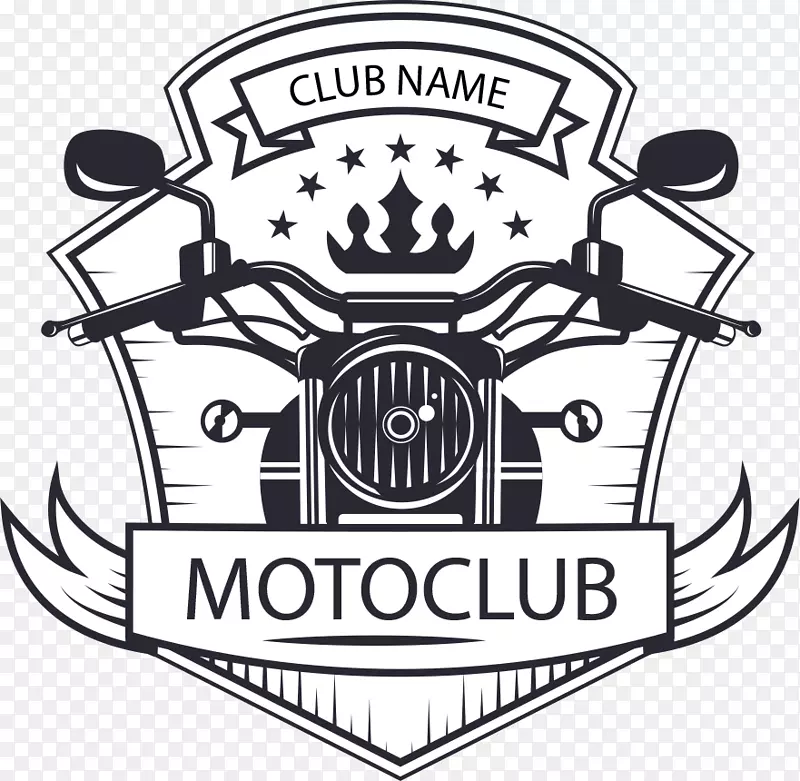 摩托车标志老式摩托车俱乐部.黑色摩托车标签