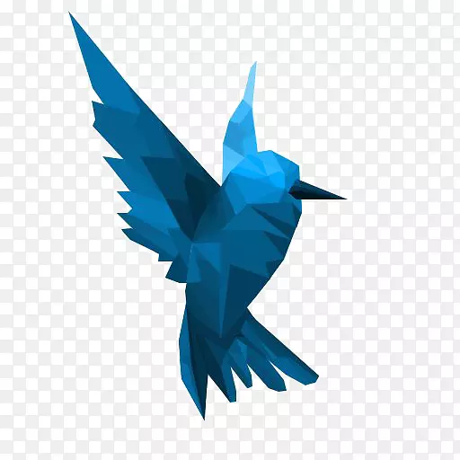 鸟低聚纸绘制几何图形-蓝麻雀