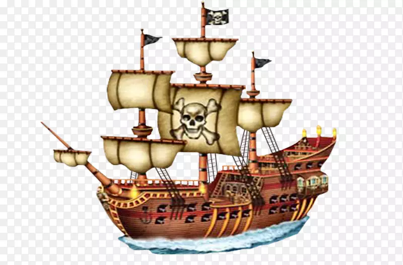 海盗船纸杯蛋糕画-古代航行