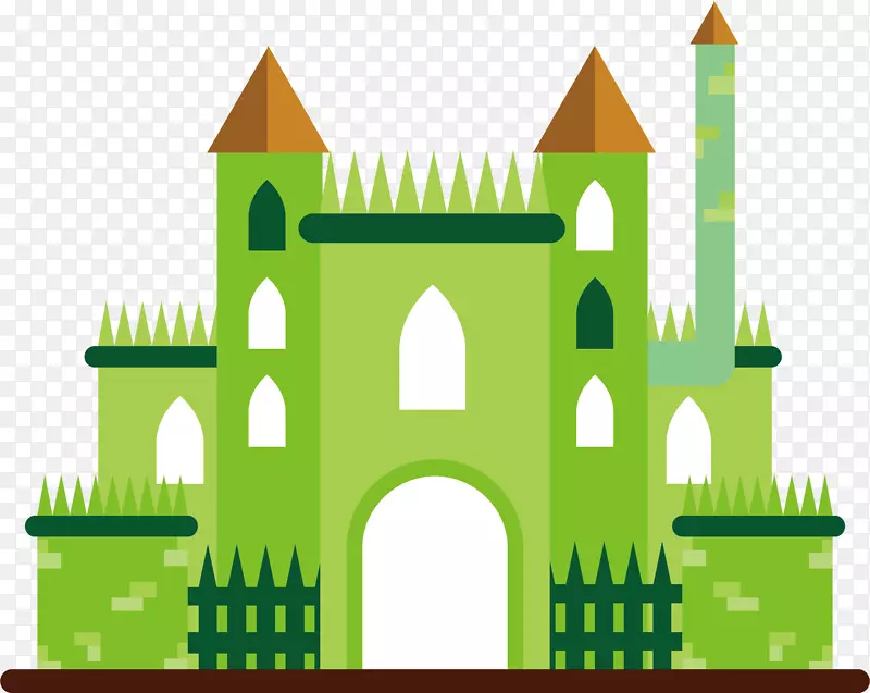 卡通插图-绿色城堡
