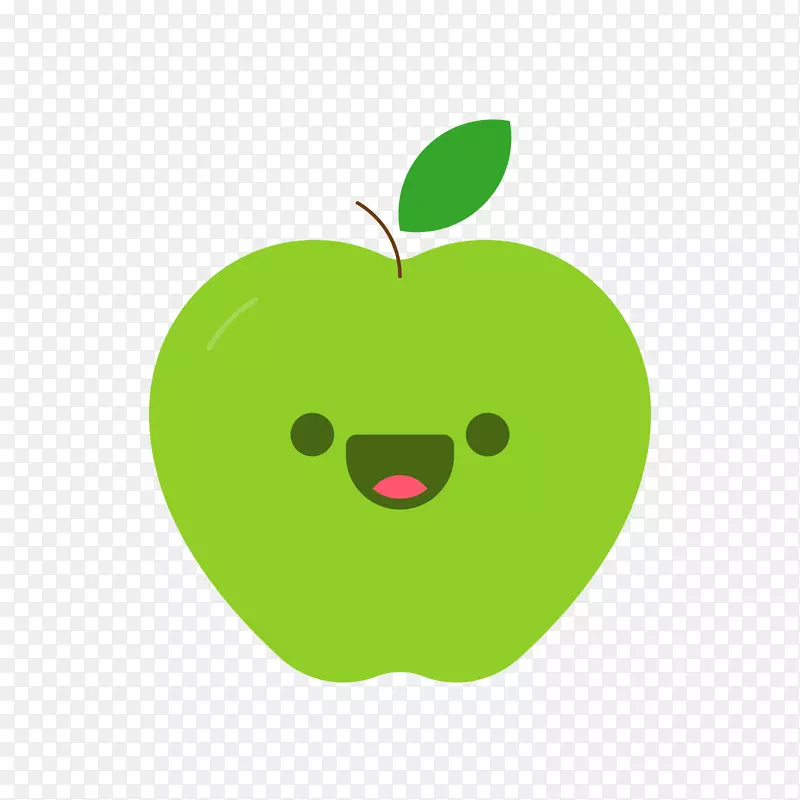 苹果卡通-绿色卡通笑脸苹果