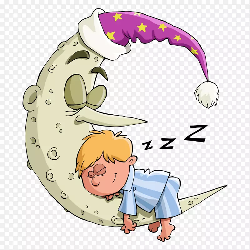 睡眠卡通月亮插图-婴儿月亮