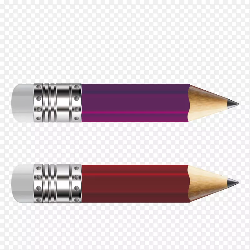 紫色圆珠笔笔画.红色铅笔