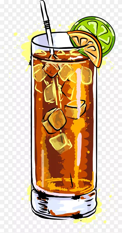 朗姆酒和可乐长岛冰茶果汁鸡尾酒咖啡棕色美味冰饮料