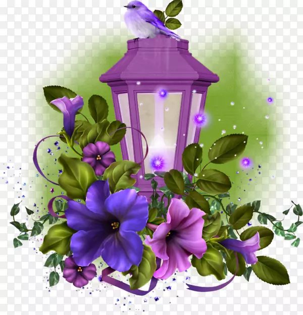 浅紫色灯和灯笼