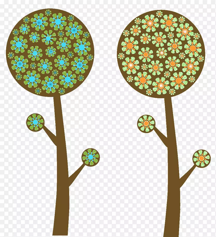 花卉可伸缩图形剪辑艺术-可爱的卡通树