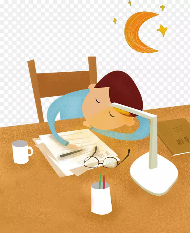卡通教师插图-睡眠男孩