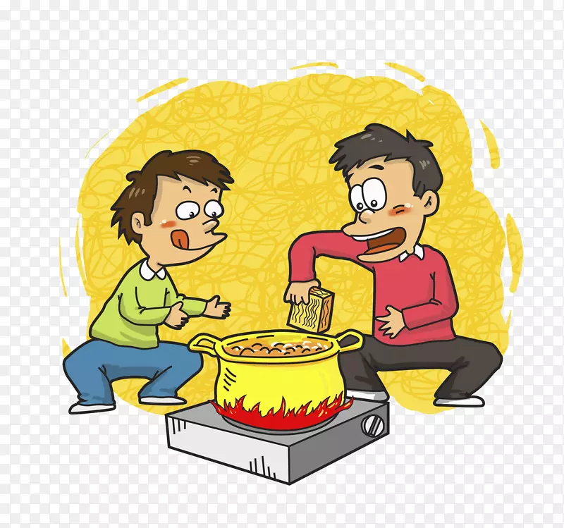 卡通食品男孩-两个男孩做饭