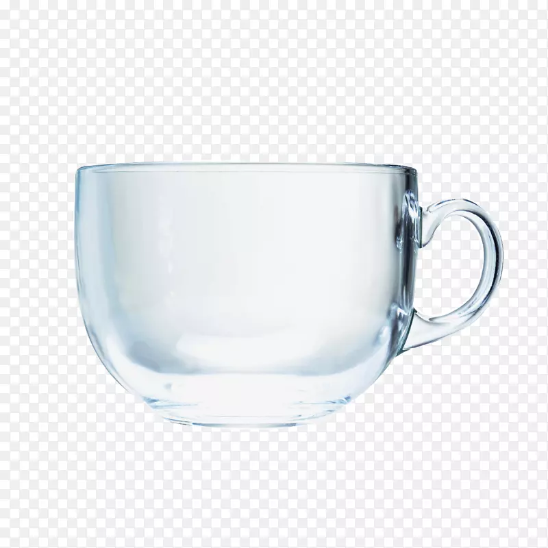 玻璃咖啡杯透明和半透明-无拉玻璃PNG图片材料。
