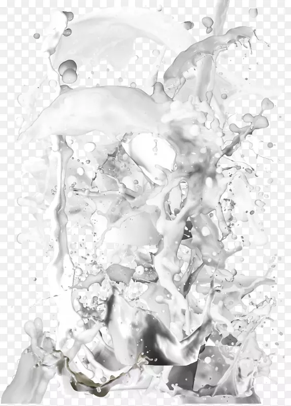 画牛奶元素的白色黑溅