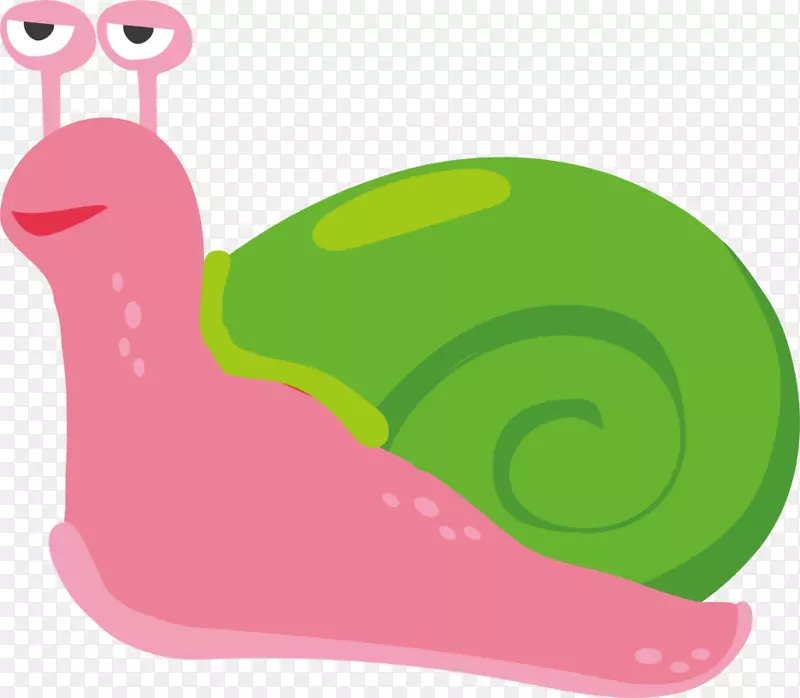 卡通蜗牛夹艺术.绿色蜗牛壳