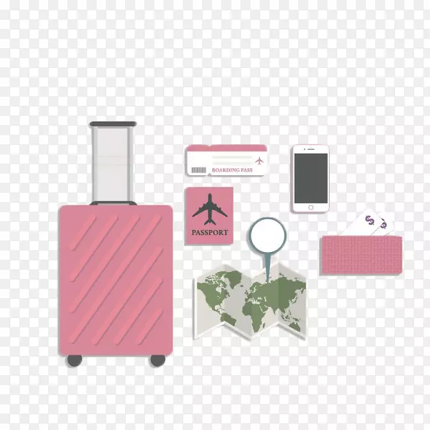 旅行行李箱行李图标-粉红色旅行行李