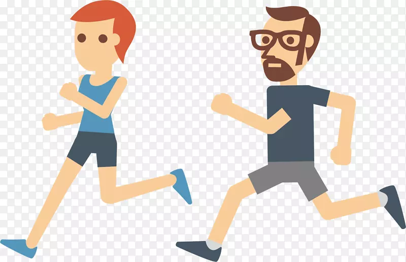 运动跑步图标-男女慢跑健美操