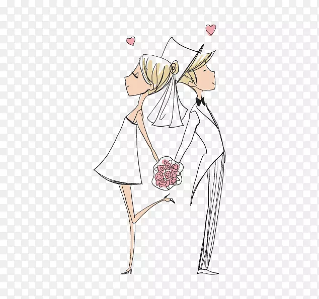 婚礼新郎结婚插画-新郎新娘