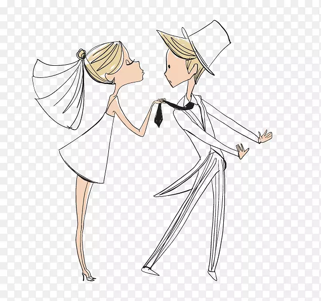 卡通结婚插画-新郎新娘