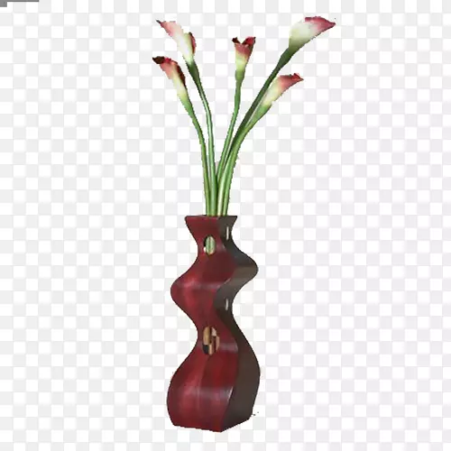 家具花瓶设计师.深红色几何花瓶