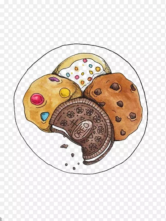 巧克力曲奇画图.手绘饼干食品