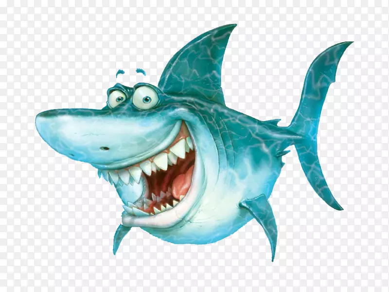 饥饿的鲨鱼进化大白鲨画插图-笑鲨