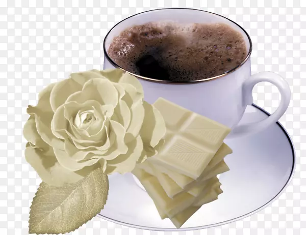 咖啡茶白巧克力咖啡厅白巧克力白玫瑰杯