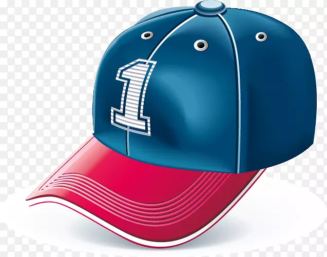 棒球帽运动高尔夫图标-蓝色棒球帽红色边缘